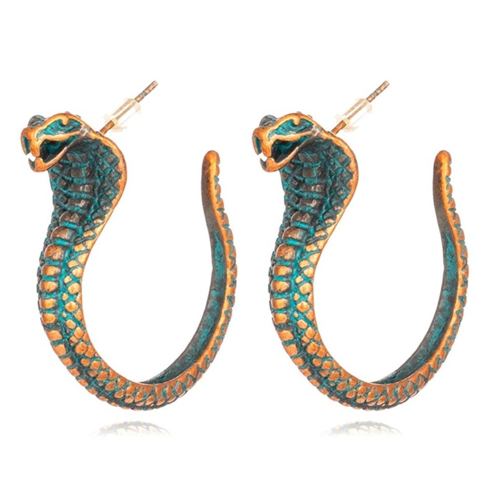 Turquoise Cobra Snake Drop Earrings